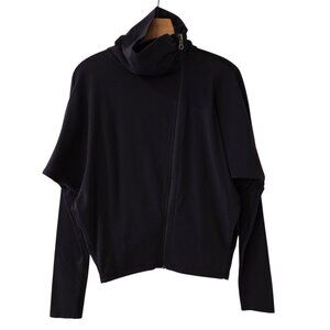 KARMA Women's Black Asymmetrical Jacket Full Zip High Neck XS